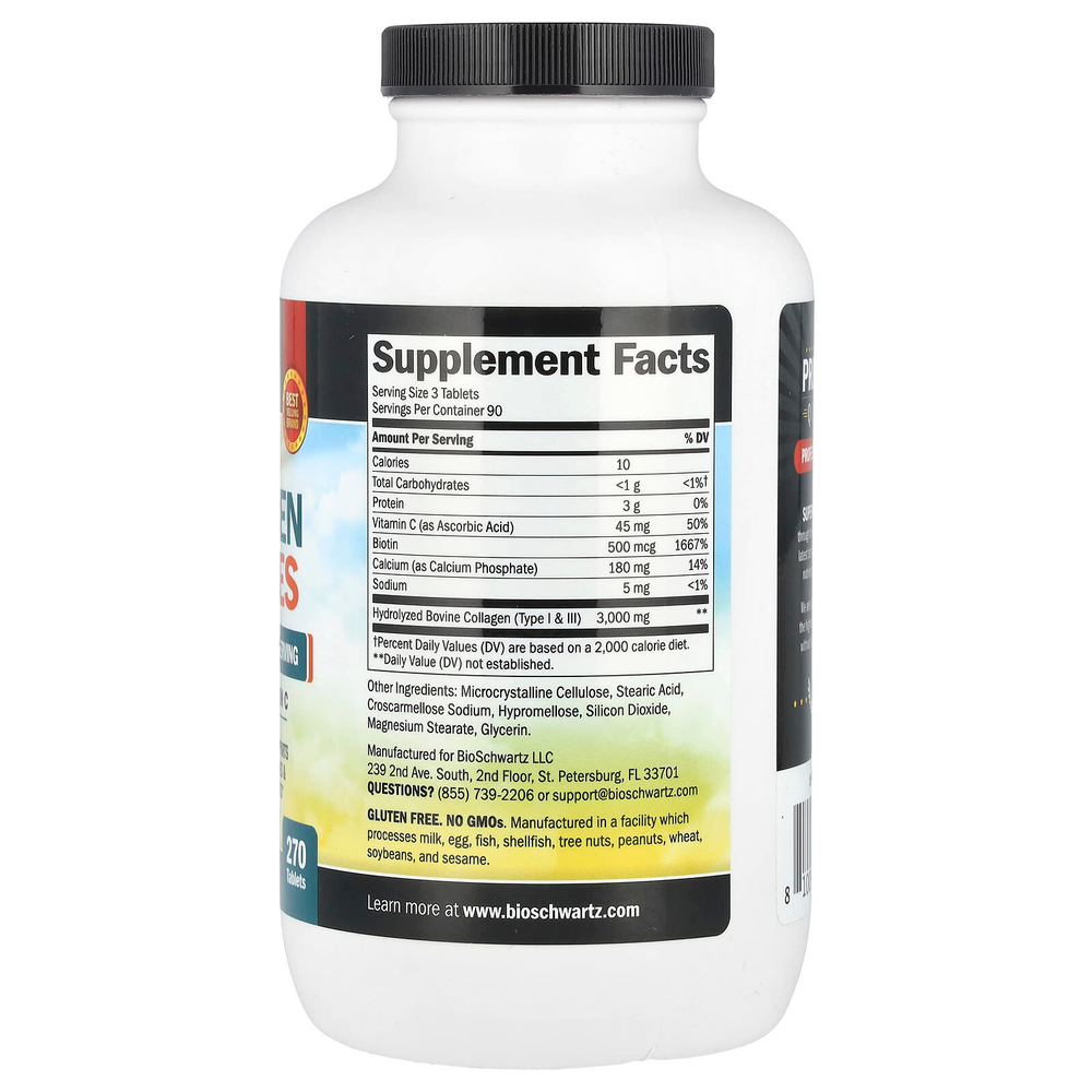 BioSchwartz, пептиды гидролизованного коллагена с биотином и витамином C, 270 таблеток