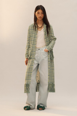 ZARA ПАЛЬТО С БАХРОМОЙ - LIMITED EDITION, ЗЕЛЕНЫЙ