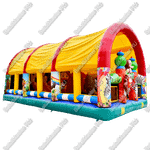 Надувной батут "Зверята с крышей 3" со скалодромом, 13*7*6 м