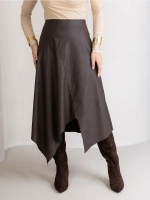 Юбка кожаная трапеция миди