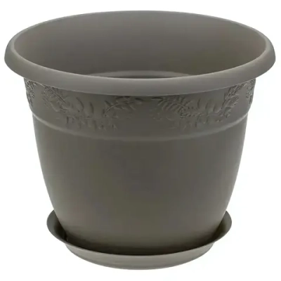 Кашпо РЯБИНА D130мм 0,8л с поддоном французcкий серый