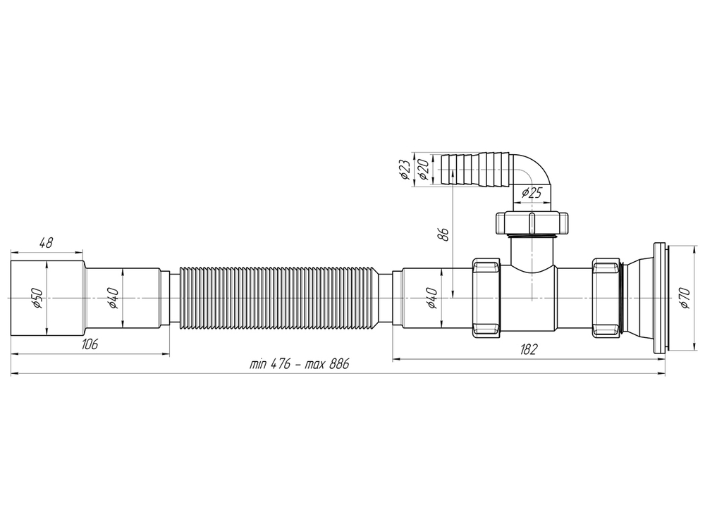 Гофросифон 1 1/2"*40*50 Ani G108 с носиком АНИ пласт