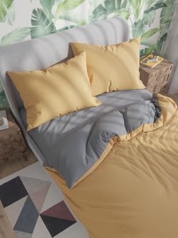 Постельное белье Сказка "Senapato/Grigio" семейное Наволочка 50х70 см 2 шт Простынь на резинке 160х200 см Пододеяльник 145х215 см(2шт) , поплин