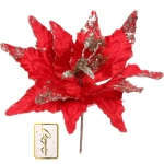 Украшение новогоднее «Пуансеттия - Звёздное небо» 28 см, Красный/шампань