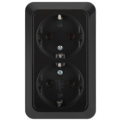 Розетка Intro Quadro 2-204-05 двойная с заземлением 2х2P+E Schuko 16А-250В IP20 ОУ антрацит