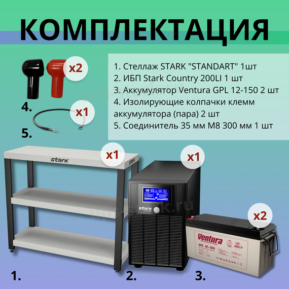 Комплект ИБП SC 2000 LI + GPL 12-150 х 2 шт. + стеллаж