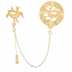 "Петушок" брошь в золотом покрытии из коллекции "Cocka-doodle-doo" от Jenavi с замком игла