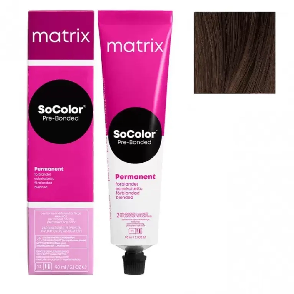 Matrix SoColor Pre-Bonded 6MA Темный блонд мокка пепельный, 90мл