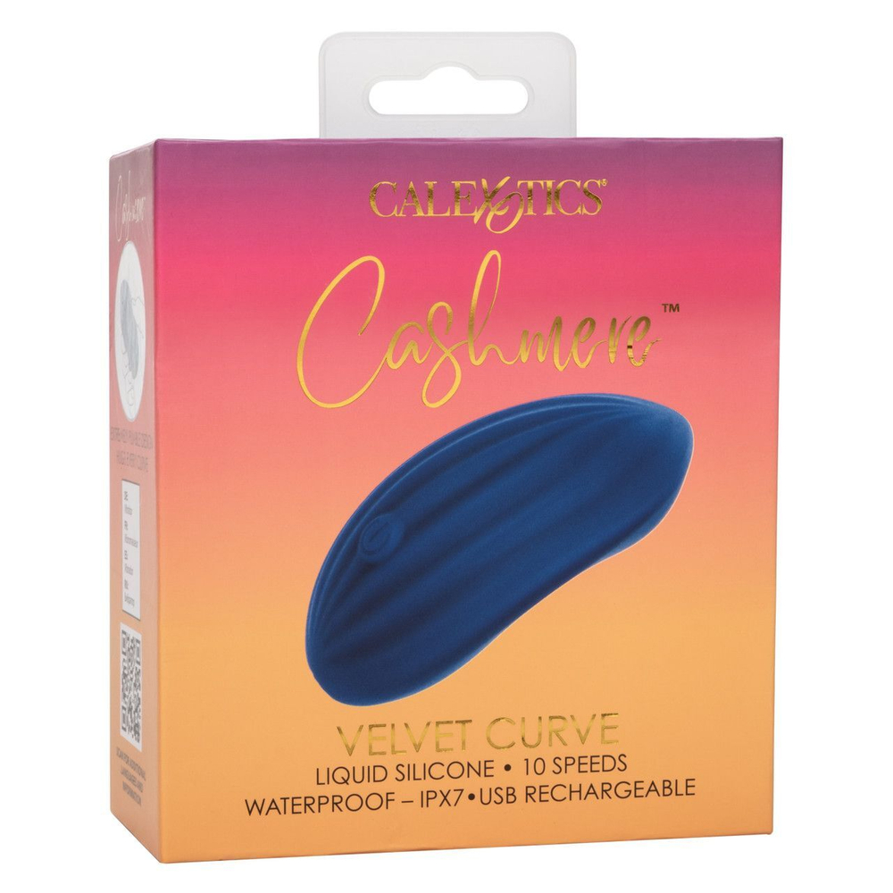 Синий вибромассажер Cashmere Velvet Curve (Цвет: синий)