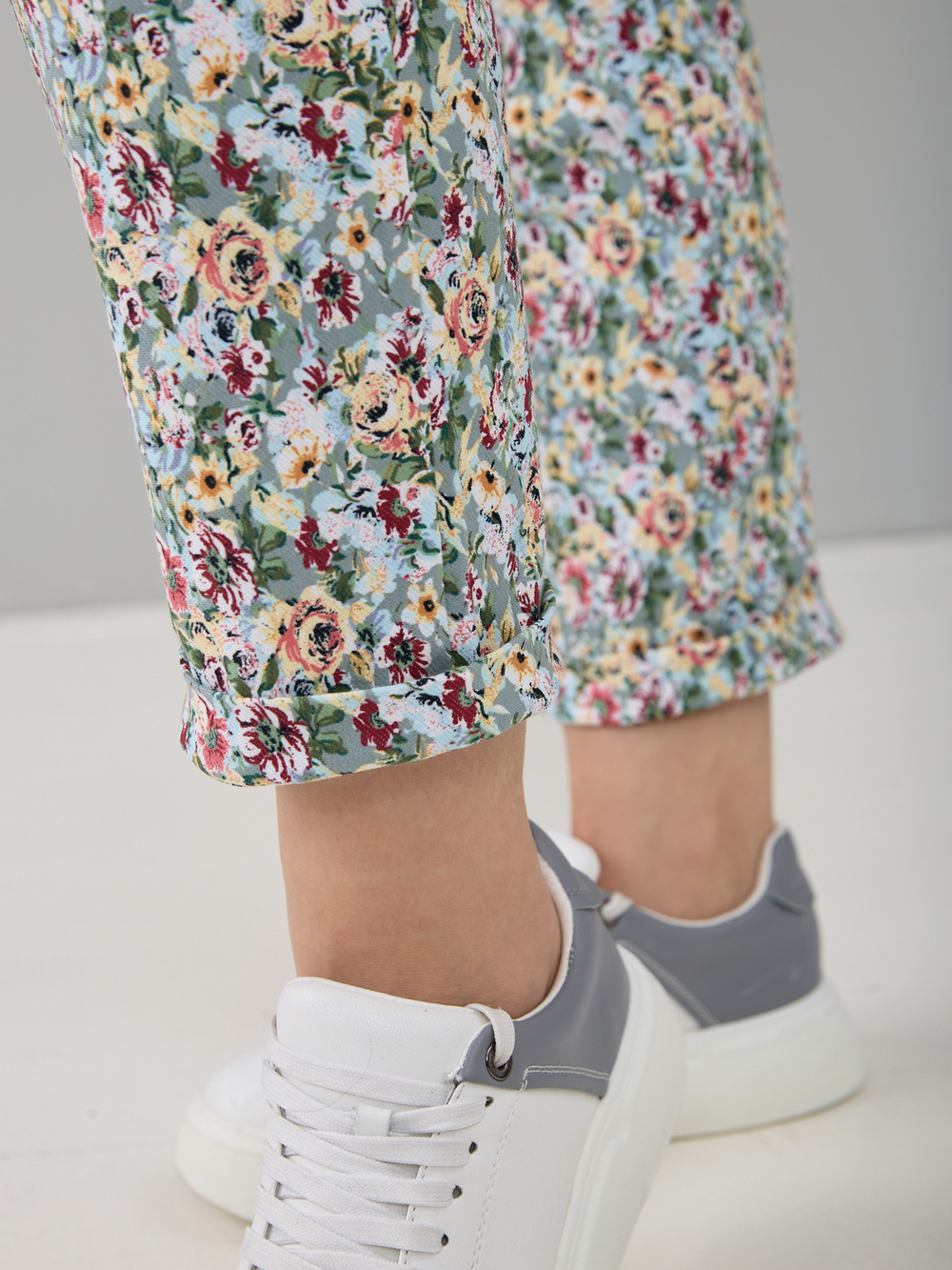 Брюки Бдж-029/оливковый-розочки