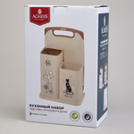 Набор кухонный: подставка для ножей, доска разделочная "Парижские коты"