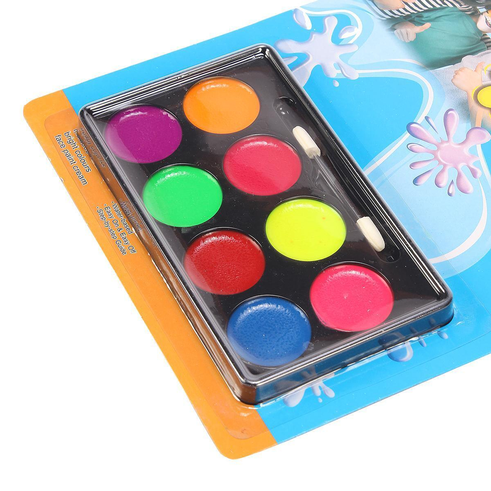 Набор неоновых красок для грима, 8 цветов, на блистере, С-40241