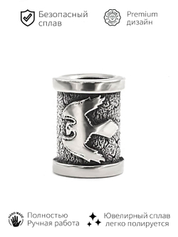 Фото шарм бусина серебро 925 Ворон ручная работа премиум