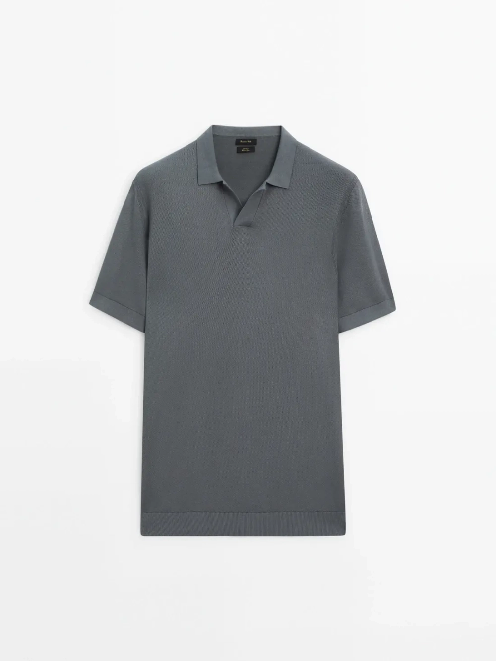 Massimo Dutti Хлопковый свитер с воротником поло и короткими рукавами, водянисто-зеленый