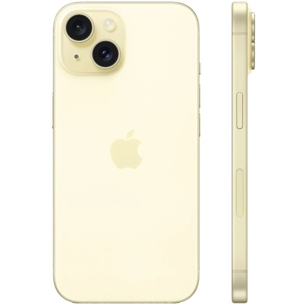 Смартфон Apple A3092 iPhone 15 256Gb желтый моноблок 3G 4G 2Sim 6.1" 1179x2556 iOS 17 48Mpix 802.11