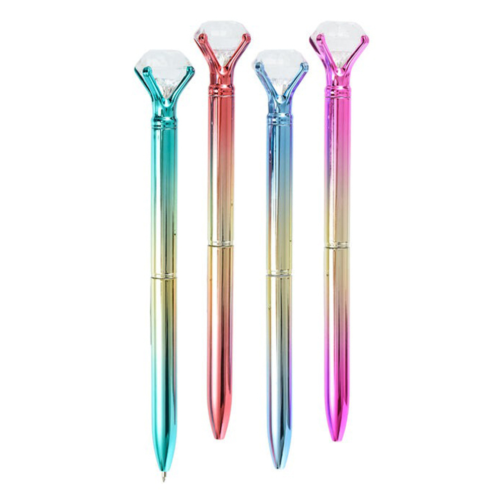 Ручка шариковая, масляная, автоматическая, Basir, синие чернила, серия "Кристалл", с поворотным механизмом и бриллиантиком, 36 шт