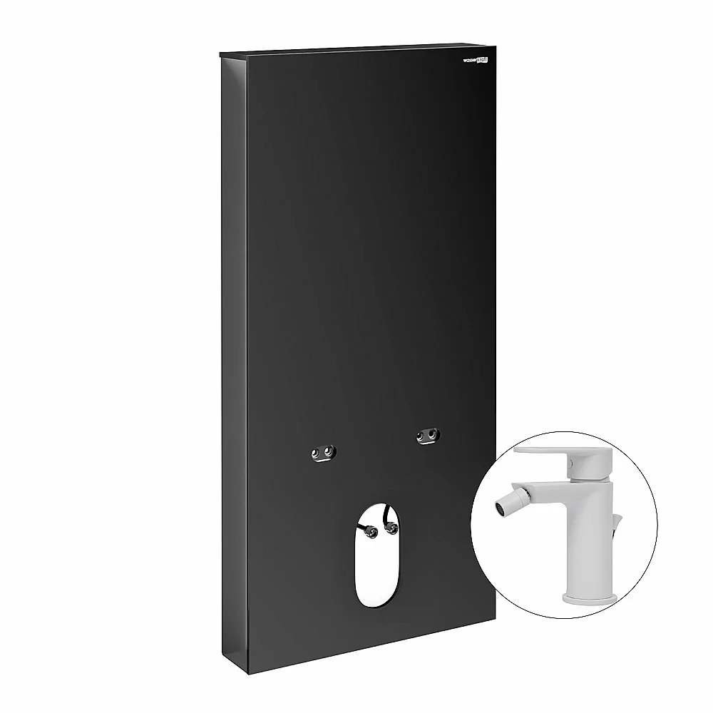 Инсталляция для биде со смесителем WasserKraft Naab 86BDT.050.BL.SQ8506 черная панель/смеситель белый Soft-touch