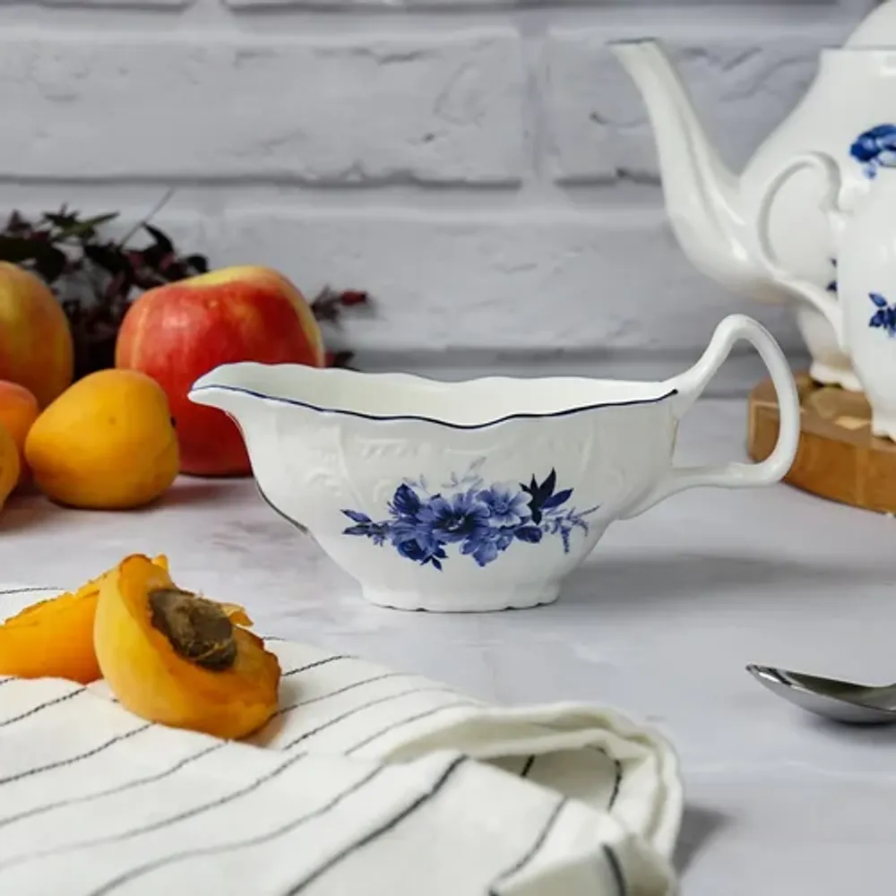 Соусник 150 мл 12*5,9 см h7,1 см с ручкой фарфор Blue Flower P.L. Proff Cuisine [1]