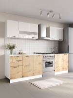 Кухня «Дуся» комплект 2.0 Белый бриллиант / Дуб бунратти
