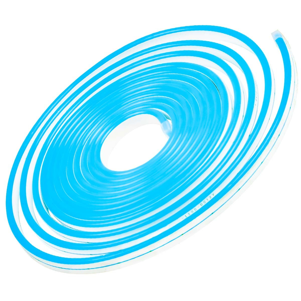 Светодиодная лента гибкий неон LEDbeLED 12V 6x12mm 120 LED/m IP67, холодный голубой, 5 метров