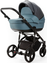 Детская коляска Adamex Lanti Deluxe 3 в 1 LN-SD42 (Т. СЕРАЯ. КОЖА + СЕРО-ГОЛУБ.КОЖА)
