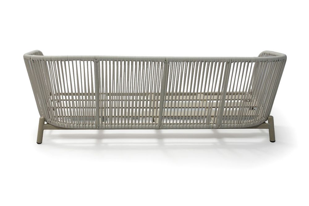 "Прато" диван трехместный из искусственного ротанга, цвет светло-серый, каркас под дерево (холодно-бежевый)