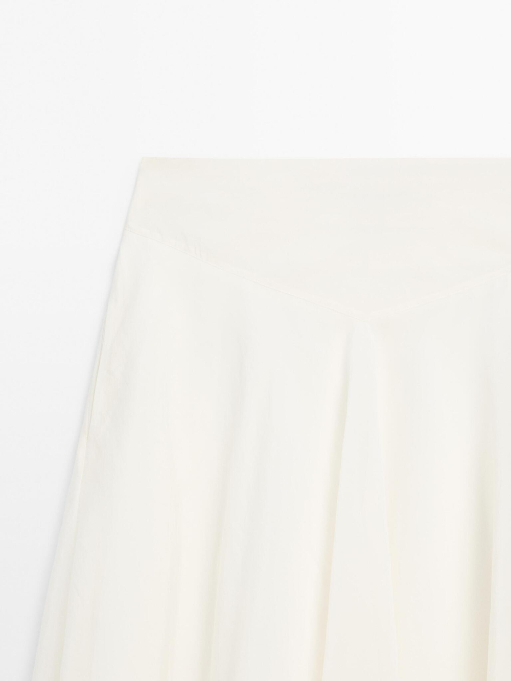 Massimo Dutti Юбка миди клеш с кокеткой, кремовый