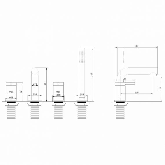 Смеситель ABBER Emotion AF8813NG на борт ванны, никель