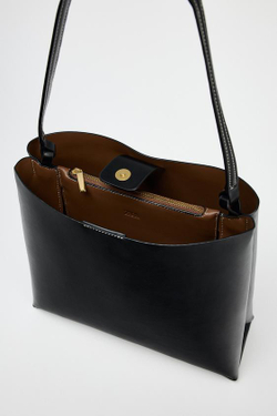 ZARA СУМКА-МЕШОК В МИНИМАЛИСТСКОМ СТИЛЕ, ЧЕРНЫЙ