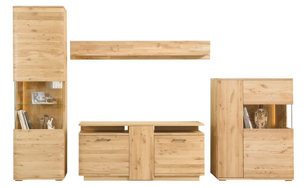 Шкаф с витриной из массива дуба Мидгард-2