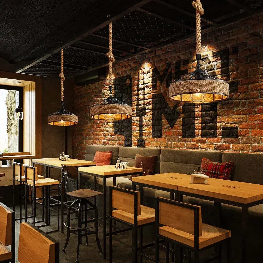 Натуральная веревочная лампа E27, ретро стиль