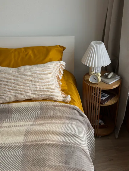 Комплект постельного белья из премиального сатина горчичного цвета из коллекции essential, 150х200 см