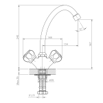 Смеситель DECOROOM DR50028R двуручный для кухни с высоким повортным изливом