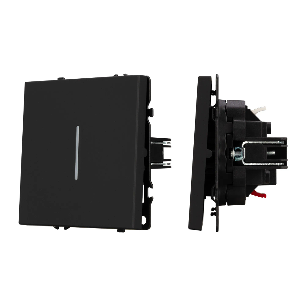 Механизм выключателя одноклавишный проходной LED SWT-NOBE-MKP1-SFPL-L-BK (230V, 10A) (Arlight, -) 054261