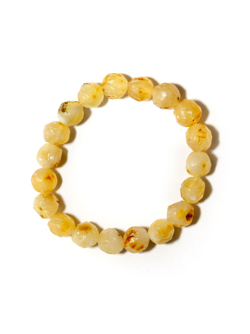 Браслет из цельного натурального янтаря, бусины 10-11 мм "молочная кусанка"