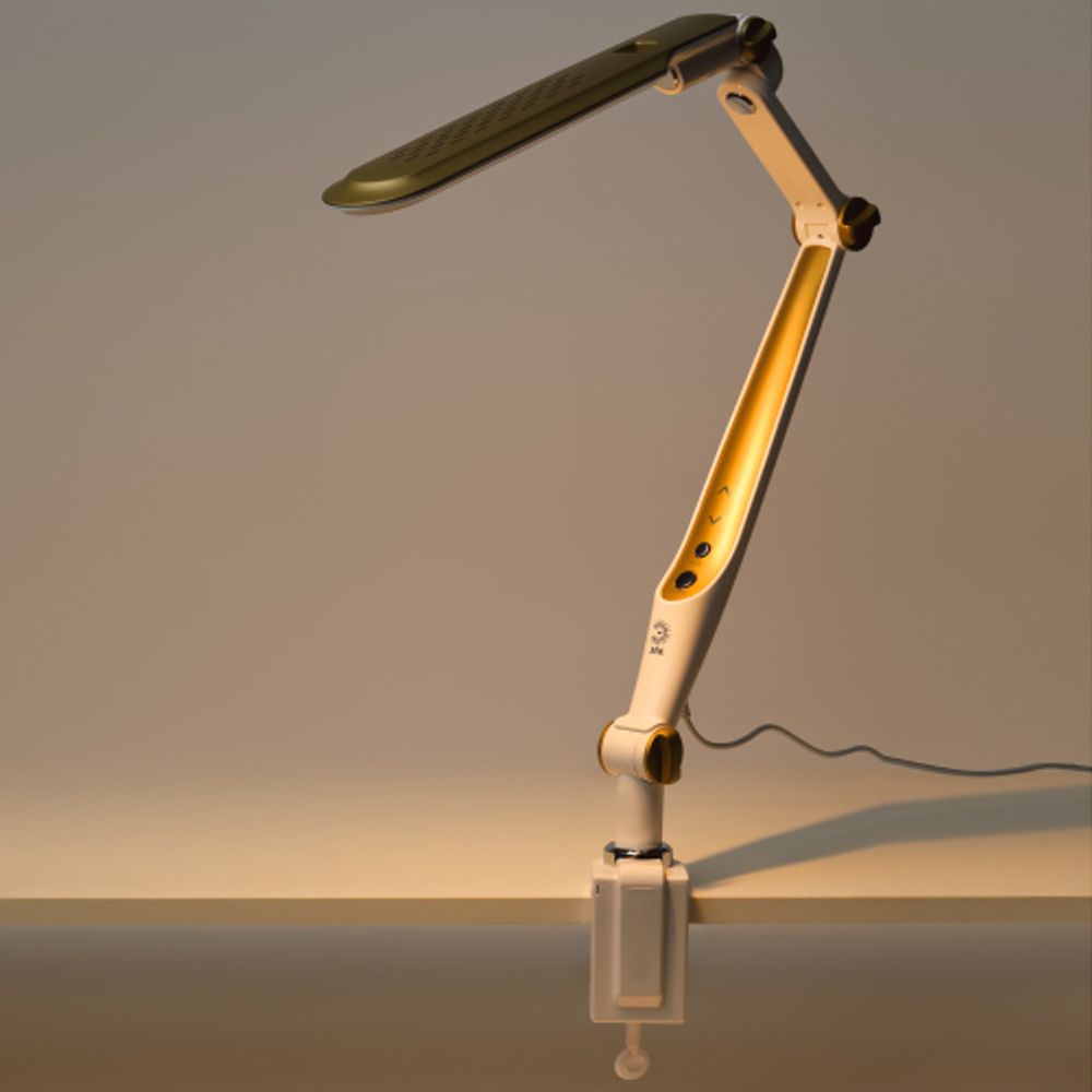 Настольный светильник ЭРА NLED-496-12W-G светодиодный на струбцине золото