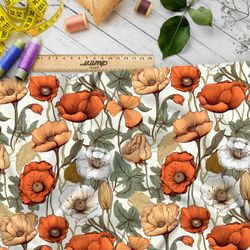 Ткань премиум таффета яркий полевой гербарий