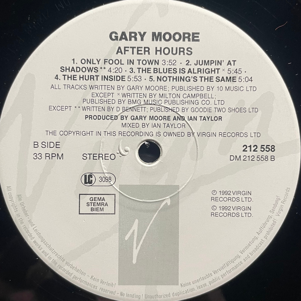 Gary Moore - After Hours (Европа 1992г.)