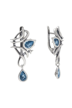 "Виджая" серьги в серебряном покрытии из коллекции "Санскрит" от Jenavi с английским замком