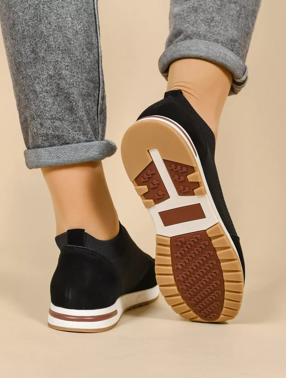 Кроссовки нат. замша/текстиль (36-41)р. / шт. HL-143-BLACK