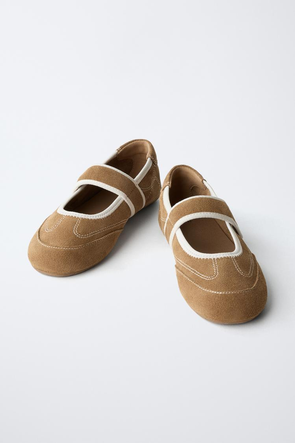 ZARA ЗАМШЕВЫЕ СПОРТИВНЫЕ БАЛЕТКИ, КОРИЧНЕВЫЙ