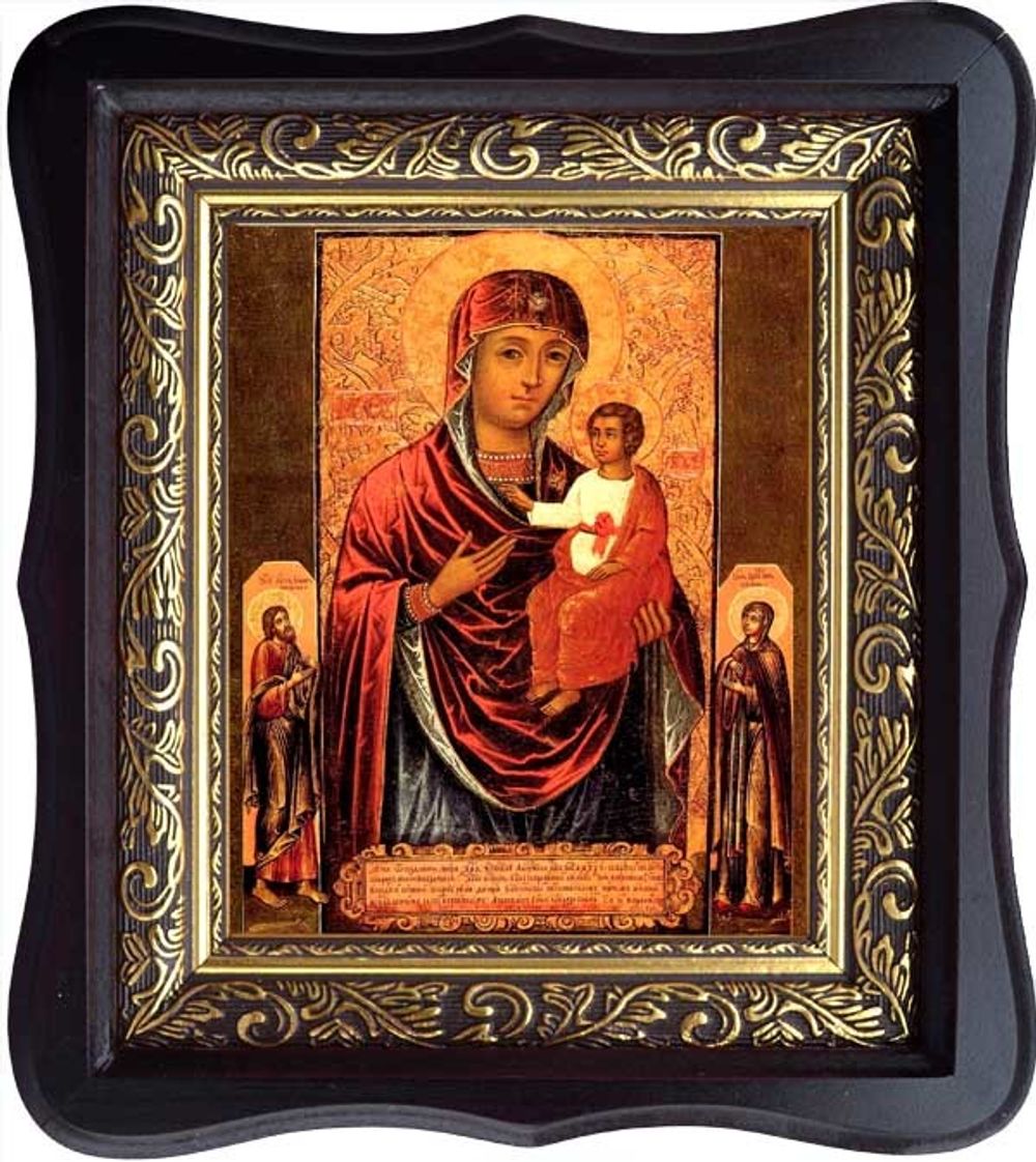 Виленская икона Божьей Матери (Одигитрия) на холсте в киоте