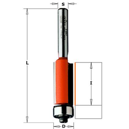 Фреза обгонная CMT с нижним подшипником S=8 D=9,5x25,4х68,2 906.095.11