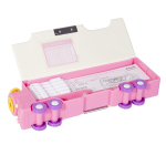 Пенал 2 отделения Alingar, форма - поезд, пластик, точилка, на магните, 70 х 240 мм, "Единорог", розовый (единорожки в поезде)