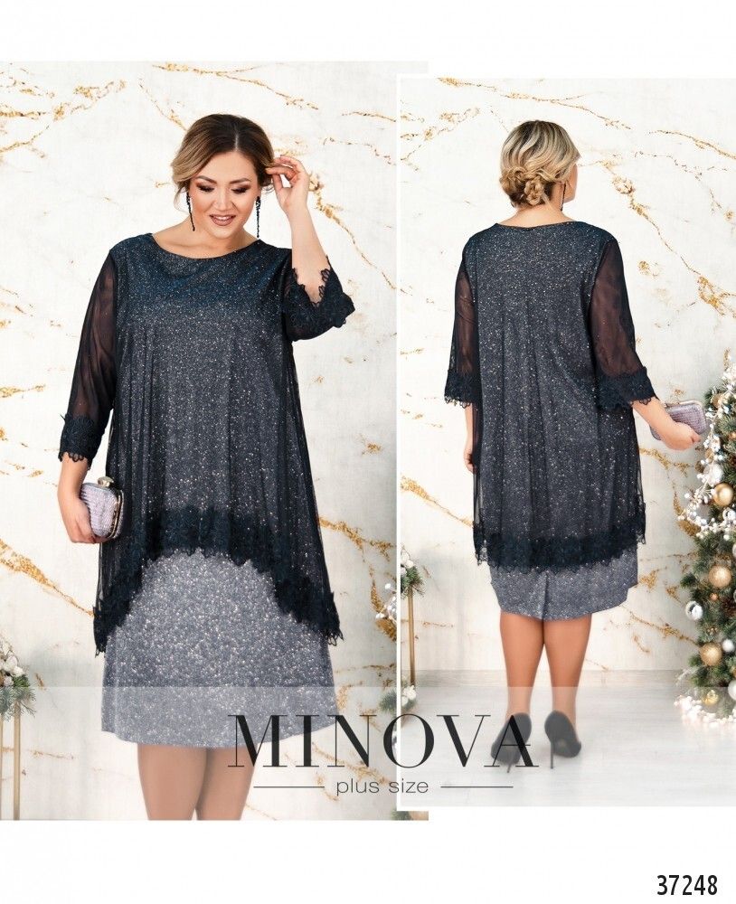 Платье 19-35СБ-серебристо-синий Minova Платье 19-35СБ-серебристо-синий Minova