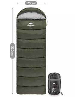 Мешок спальный Naturehike U350, (190х30)х75 см, (левый) (ТК: +1°C), темно-зеленый