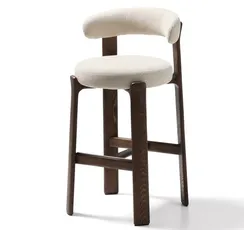 Барный стул Granite из бежевой синели и ясеня с отделкой орех 75 см