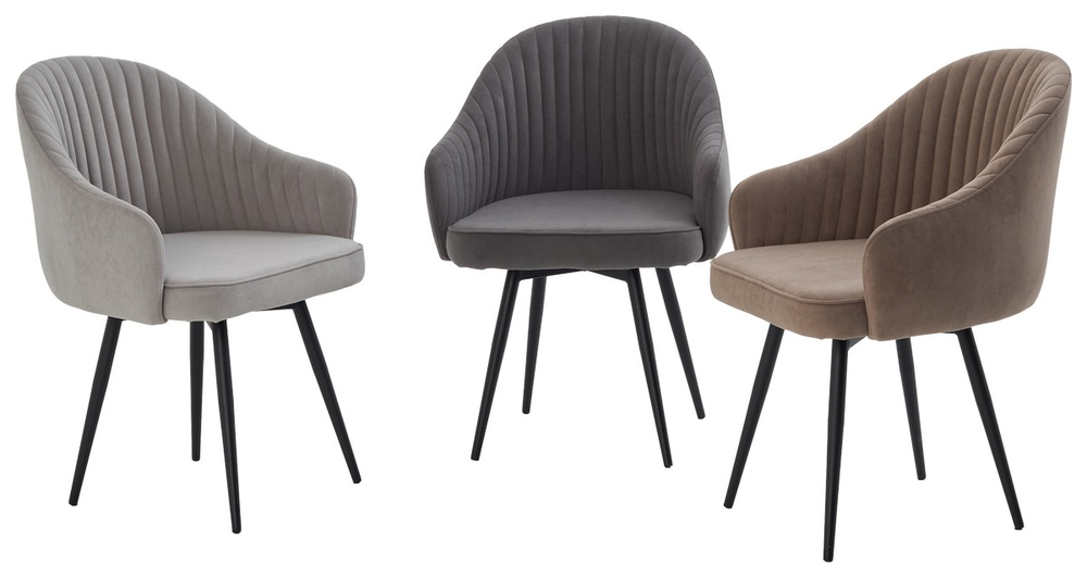 Стул М-City DISAUR Шелл поворотный на 360 градусов, B22 Серый, Велюр, Черный каркас