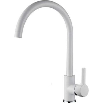 Смеситель кухня LEDEME 4299W Макси (белый) на гайке