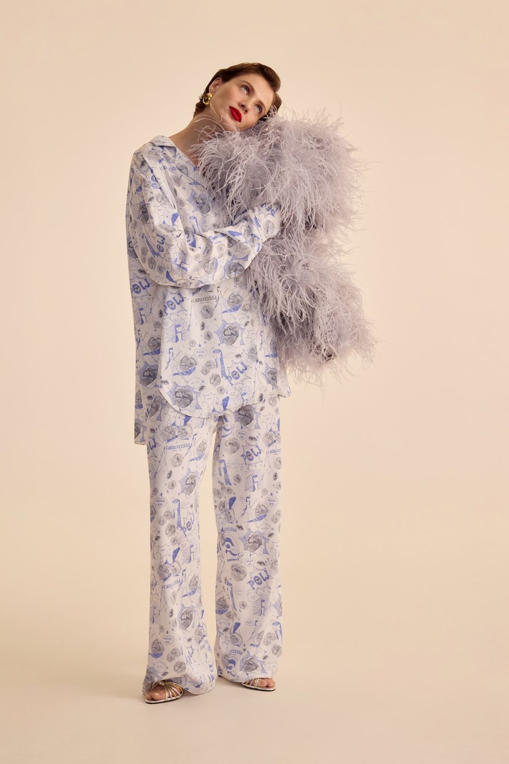 Брюки с принтом (Guilty Pleasure), белые